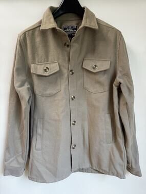Distortion Men’s Beige Shacket Shirt Jacket Size S Button Front